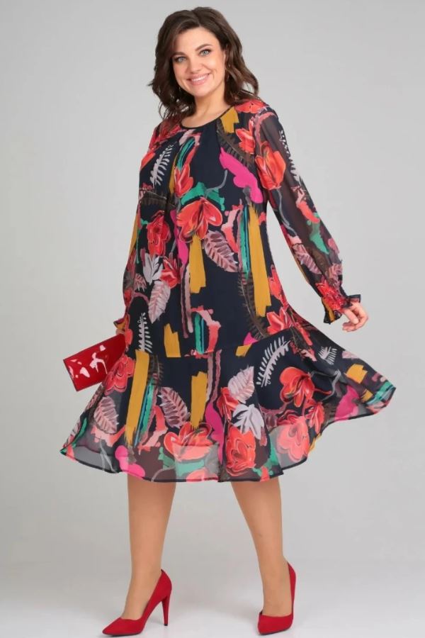 Naira – Floral Chiffon & Cotton Dress