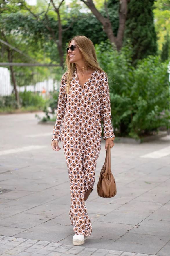 Bellevo | Chic Brown Patterned Dress - 💖MOTHER'S DAY SPECIAL🤱