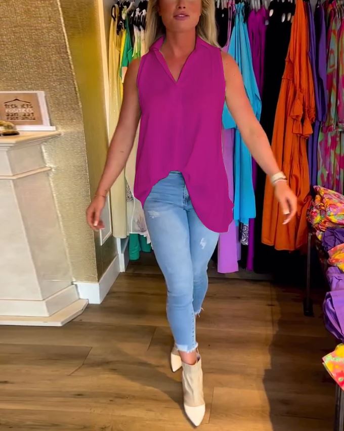 Sleeveless top with ruffles and cuffs