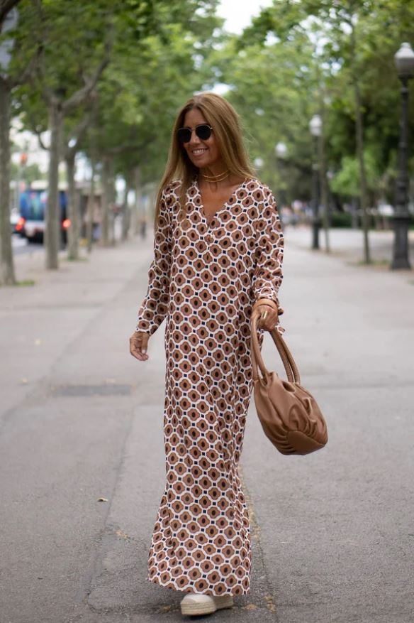 Bellevo | Chic Brown Patterned Dress - 💖MOTHER'S DAY SPECIAL🤱