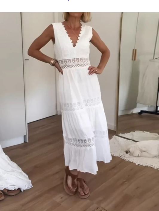 Lace V-neck tank dress