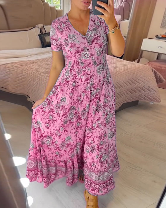Floral-print V-neck dress