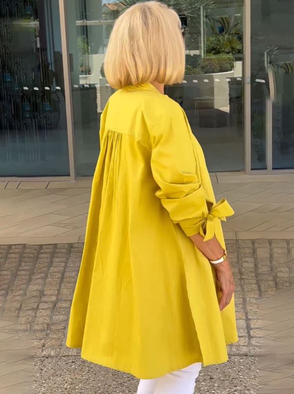 Solid Color Cotton Swing Dress for Women