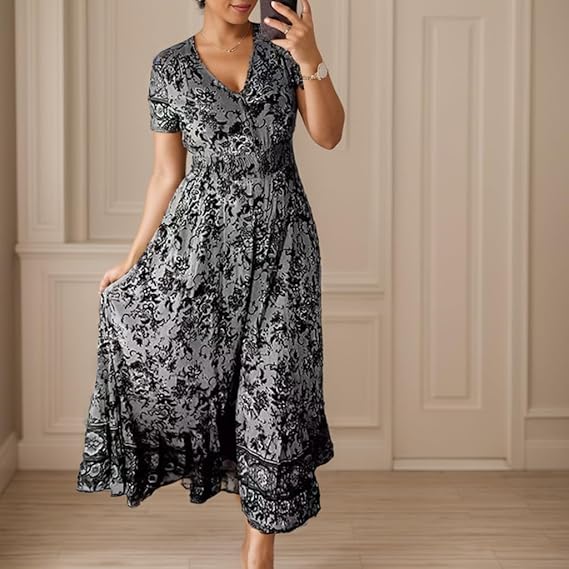 Floral-print V-neck dress