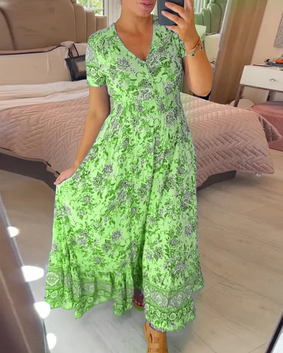 Floral-print V-neck dress