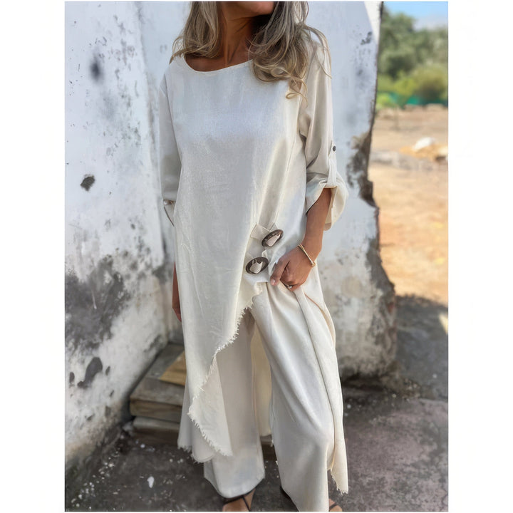 2-Piece Set: Asymmetrical Dress & Loose Pants for Women