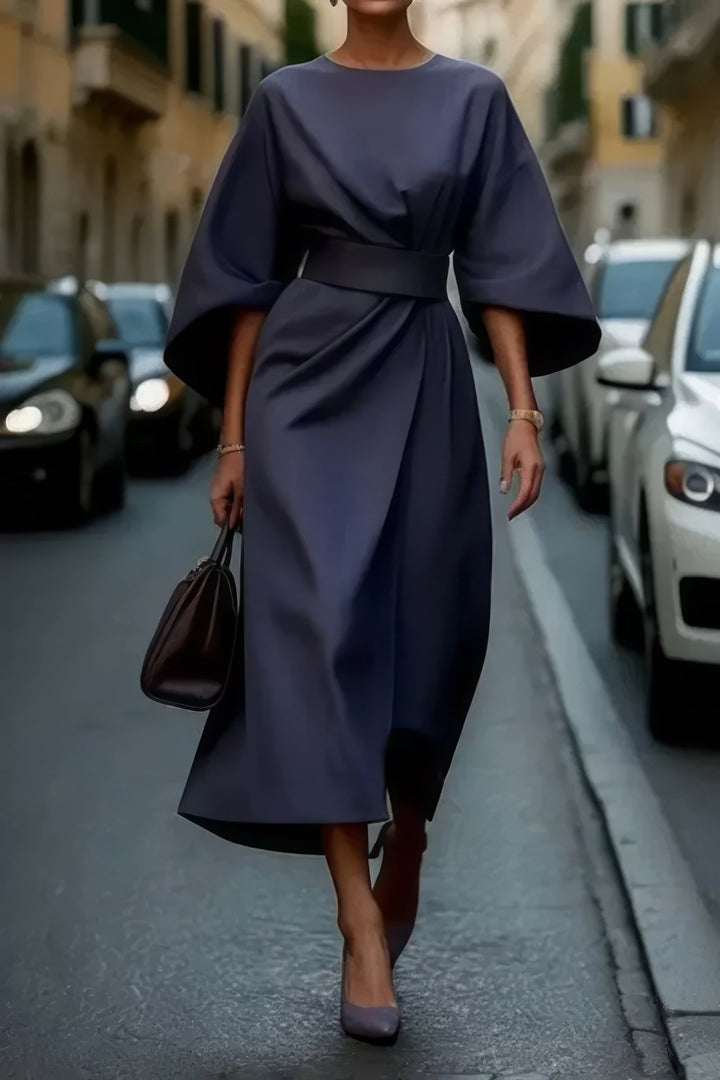 Margaret - Elegant Dress with Lantern Sleeves and Belt