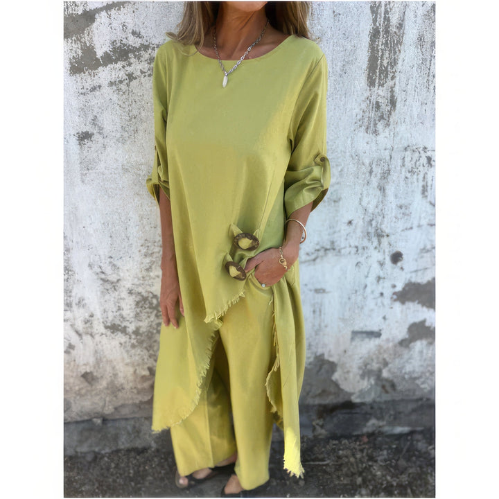 2-Piece Set: Asymmetrical Dress & Loose Pants for Women