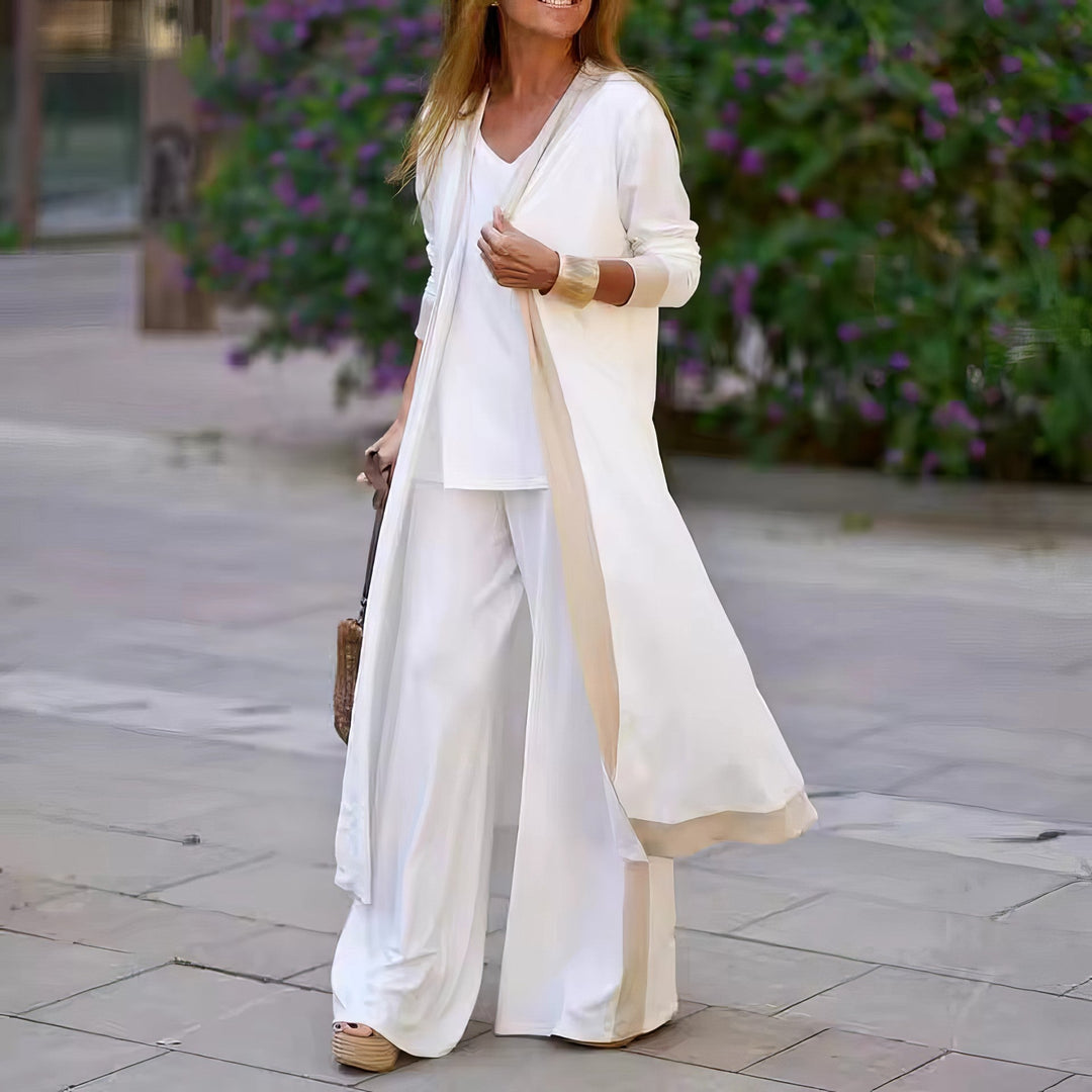 Women's 3-Piece Set: Cardigan, Top, and Wide-Leg Pants - 💖MOTHER'S DAY SPECIAL🤱