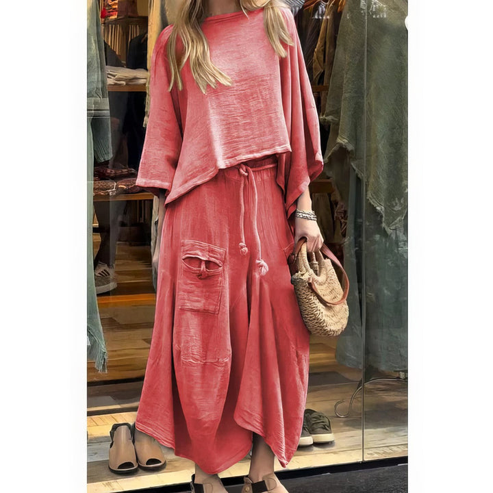 Casual Two-Piece Set: Round Neck Blouse & Loose Fit Skirt - 💖MOTHER'S DAY SPECIAL🤱