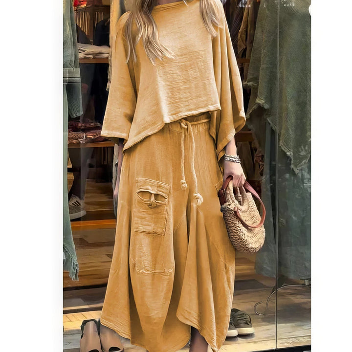 Casual Two-Piece Set: Round Neck Blouse & Loose Fit Skirt - 💖MOTHER'S DAY SPECIAL🤱